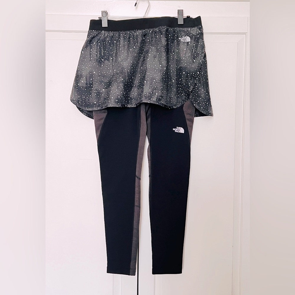 The North Face fleece Leggings Detachable skirt Black Gray Flashdry Women's M